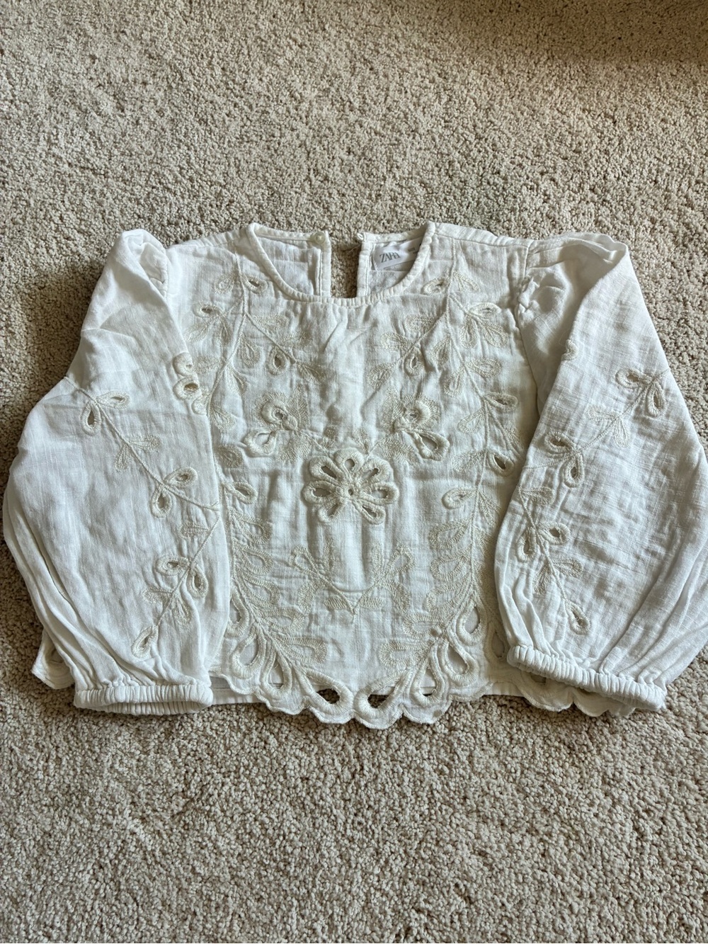 Zara Cream Embroidered Top